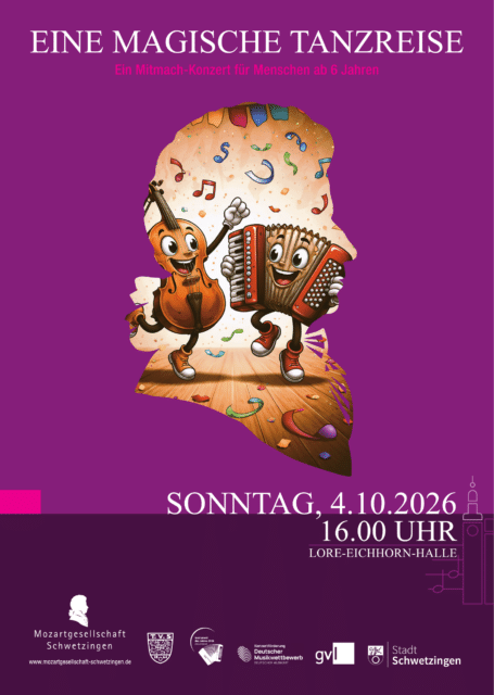 Plakat zum Mitmach-Konzert Eine magische Tanzreise am 4. Oktober 2026 in der Lore-Eichhorn-Halle